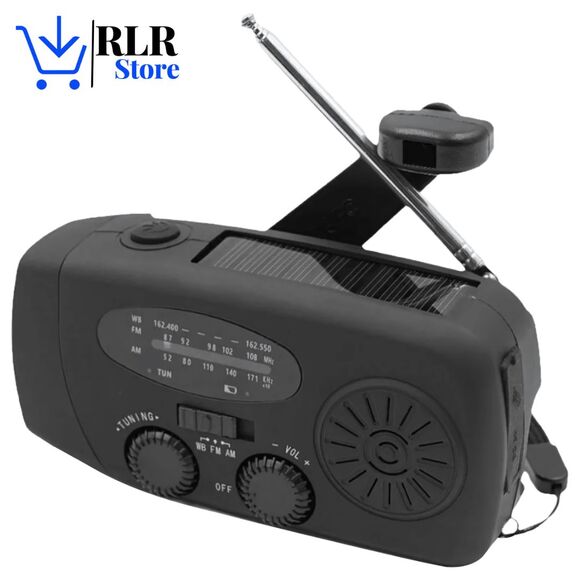 Emergency  Radio Crank Solar Hand Weather 2000mAh Power Bank Charger Flash Light - Picture 1 of 10